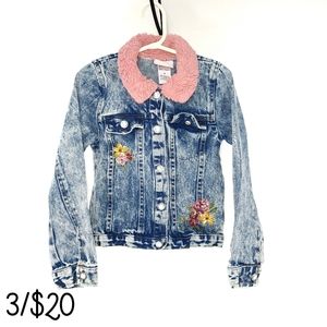 Little Lass Denim Blue Embroidered Jean Jacket Girls 6
